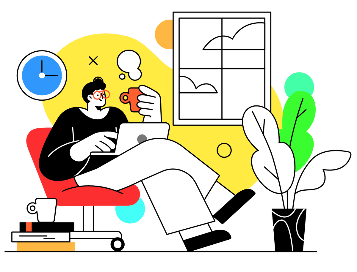 illustration of someone chilling because their work is done