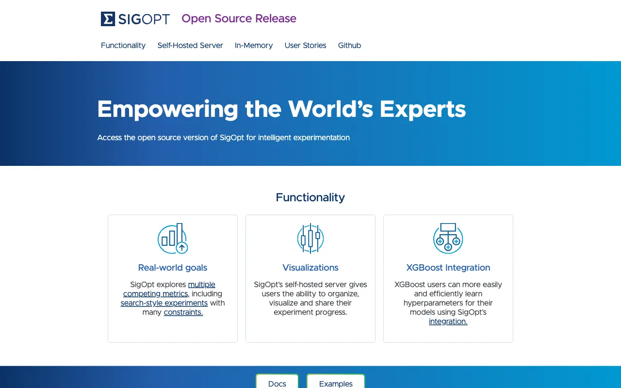 sigopt screenshot